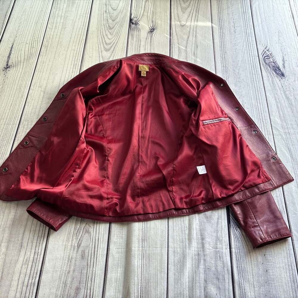 Vintage VTG CASLON Red Lambskin Leather Jacket SZ XS Moto Y2K Preppy Retro - Picture 12 of 12